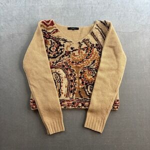 Weekend Max Mara fits more like a med Beige Multi-Color Patterned Cowl Sweater